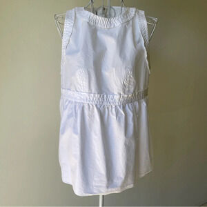 Marni cotton sleeveless top blouse back 3/4 zip white size 40